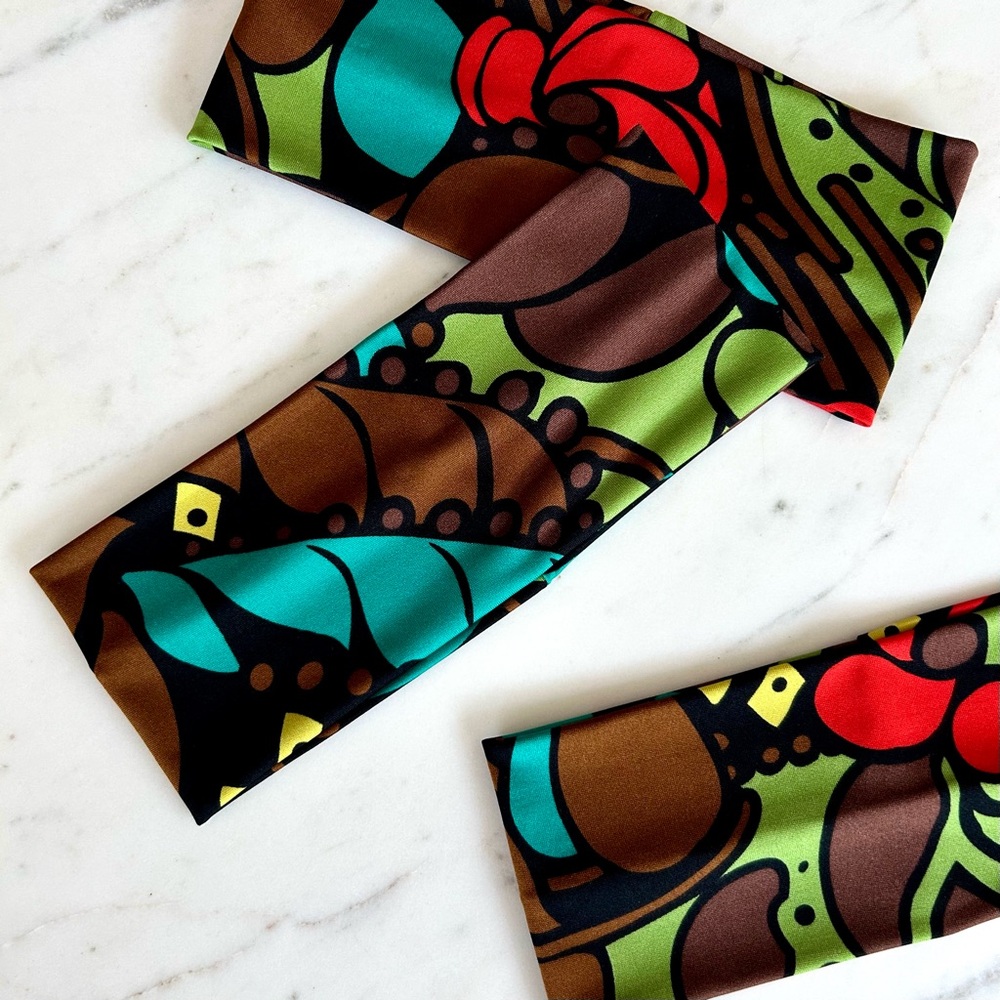 Handcrafted UpCycled Retro MCM Knit Headband_Flat